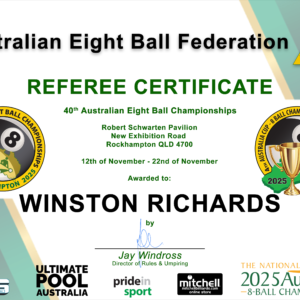 Referee Certificate 2025 Winston Richards
